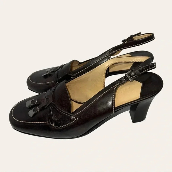 ANTONIO MELANI‎ CLOSED TOE HEELS BLOCKED HEEL STRAP AROUND ANKLE SIZE 6.5 - Picture 5 of 12